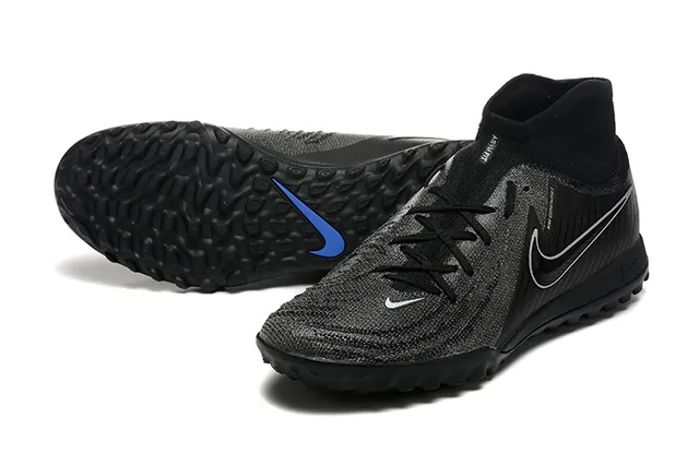 Nike Negro y Azul Knit Superior Collar Ajuste a Calcetín Turf Zapatos de Fútbol 7
