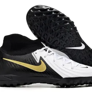 Nike Black Gold Sock-Fit Collar Synthetic Overlay Construction Turf Soccer Shoes