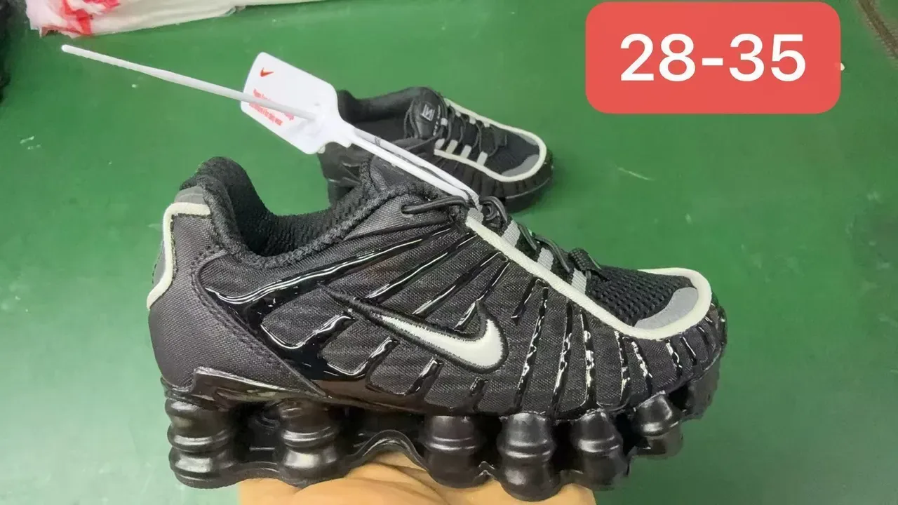 Nike Black Gray Shox Column Midsole Layered Synthetic Cage Upper Lifestyle Sneakers 8