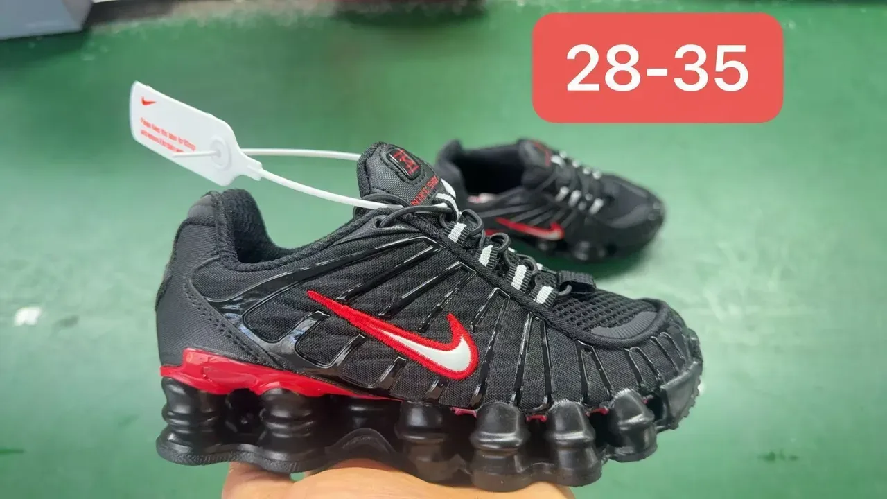 Nike Black Gray Shox Column Midsole Layered Synthetic Cage Upper Lifestyle Sneakers 9