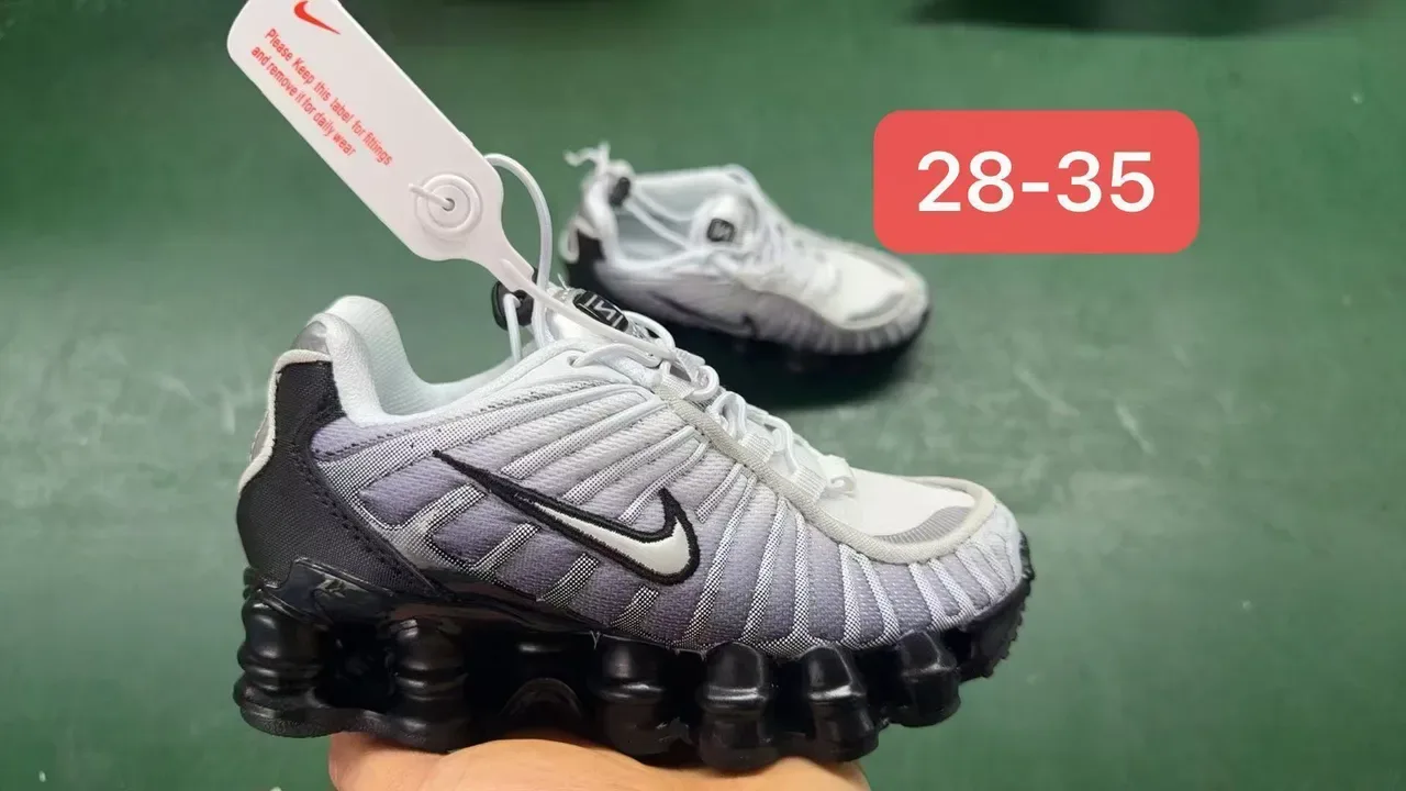 Nike Black Gray Shox Column Midsole Layered Synthetic Cage Upper Lifestyle Sneakers 10