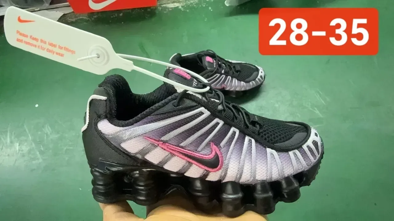 Nike Black Gray Shox Column Midsole Layered Synthetic Cage Upper Lifestyle Sneakers 12