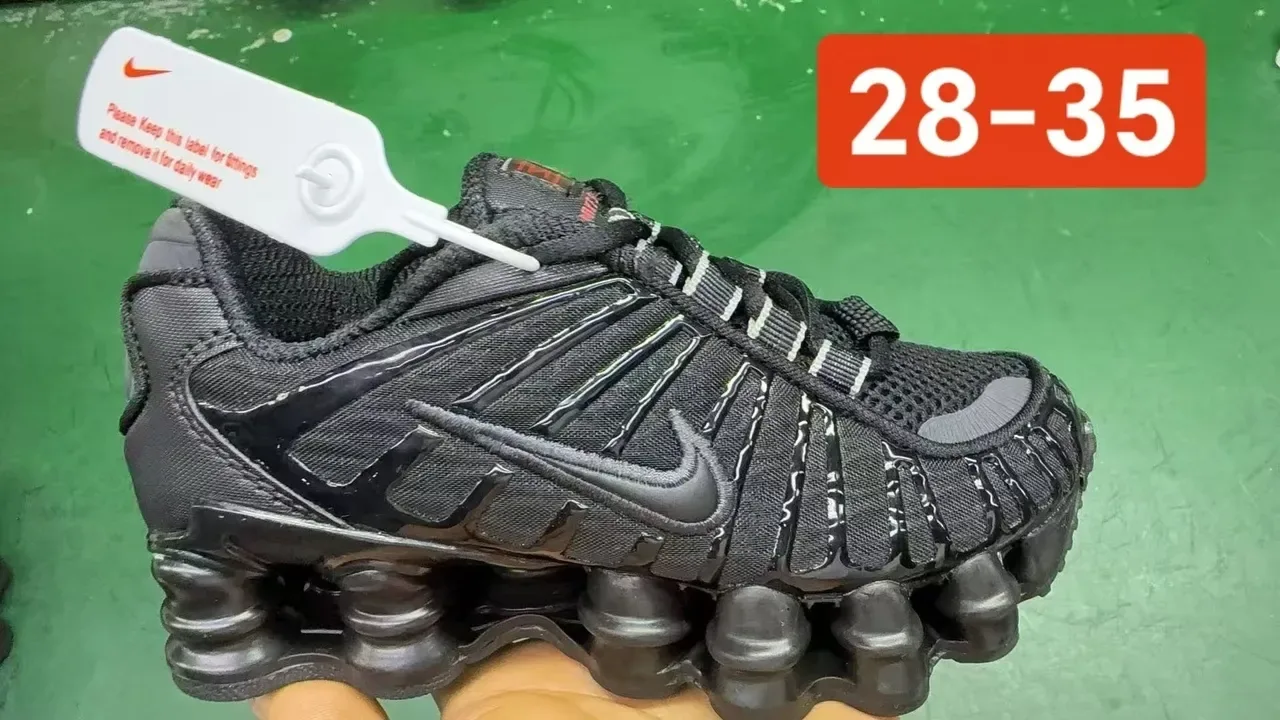 Nike Black Gray Shox Column Midsole Layered Synthetic Cage Upper Lifestyle Sneakers 14