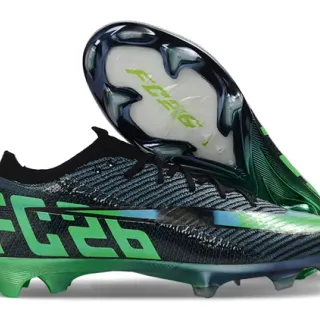 Nike Black Green Low-Cut Sock-Fit Upper Textured Knit Construction Firm-Ground Soccer Shoes