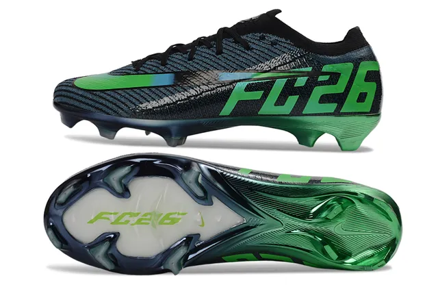 Nike Black Green Chaussures de football à coupe basse, ajustement chaussette, partie supérieure en knit texturé, construction sur terrain ferme 6