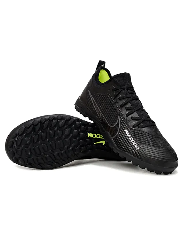 Nike Black Green Low-Top Textured Synthetic Upper Turf Soccer Shoes 4