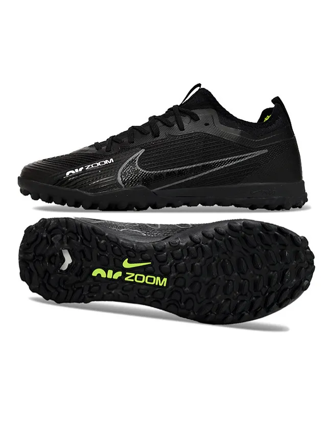 Nike Black Green Low-Top Textured Synthetic Upper Turf Soccer Shoes 7