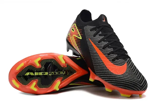Nike Chuteiras de futebol preto e laranja upper knit dynamic cage overlay campo firme 4