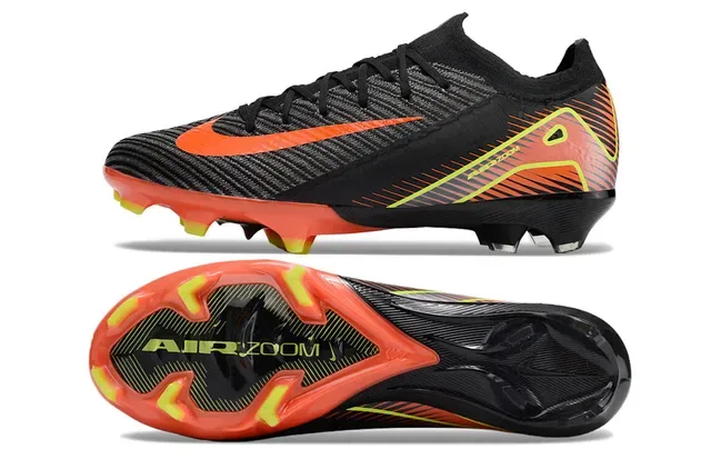 Nike Chuteiras de futebol preto e laranja upper knit dynamic cage overlay campo firme 6