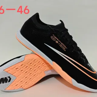 Nike Black Orange Knit Upper Flyweave Ultra Construction Indoor Soccer Shoes