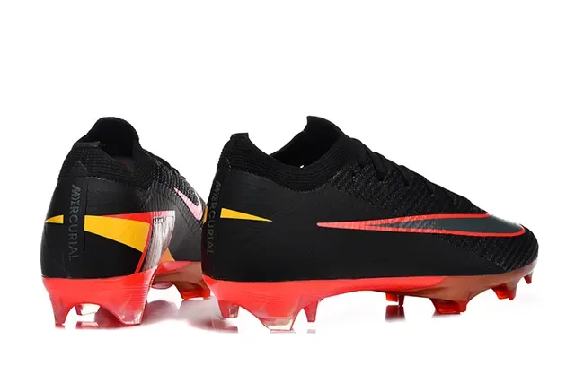 Nike Sapatos de futebol preto e vermelho com upper Flyknit, low-cut, para terreno firme 5