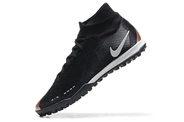 Nike Black Silver High-Top Sock-Fit Upper Knit Construction Artificial-Grass Soccer Shoes 4