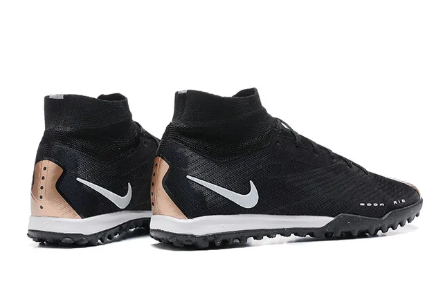 Nike Black Silver High-Top Sock-Fit Upper Knit Construction Artificial-Grass Soccer Shoes 5
