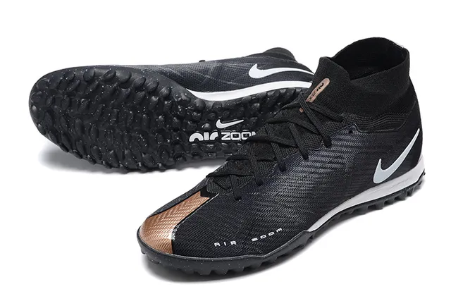 Nike Black Silver High-Top Sock-Fit Upper Knit Construction Artificial-Grass Soccer Shoes 7