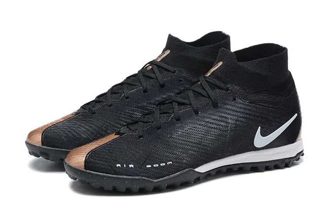 Nike Black Silver High-Top Sock-Fit Upper Knit Construction Artificial-Grass Soccer Shoes 8