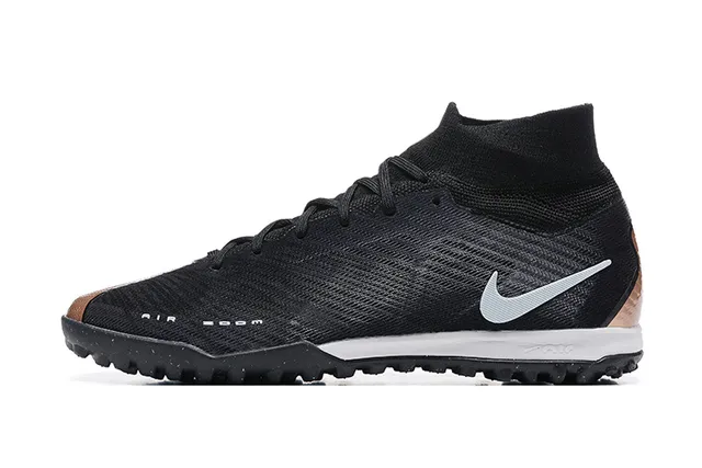 Nike Black Silver High-Top Sock-Fit Upper Knit Construction Artificial-Grass Soccer Shoes 10