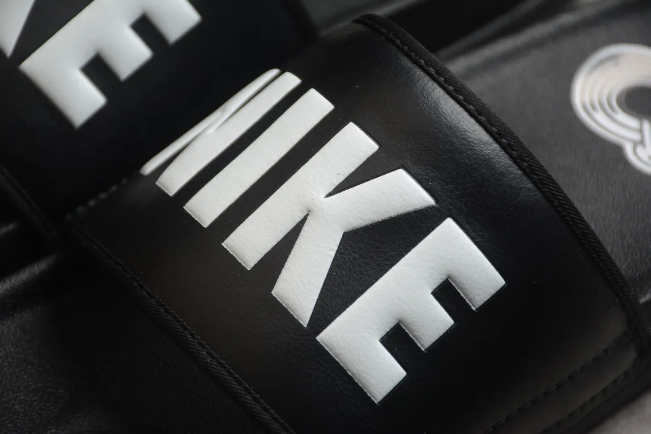 Nike काला सफेद मोल्डेड ईवा सोल सिंगल वाइड स्ट्रैप स्लिपर्स 6