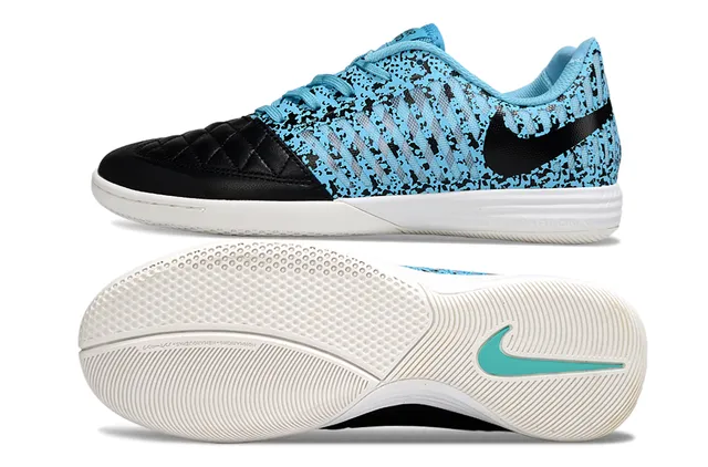 نایک أحذية كرة القدم الداخلية أزرق أسود منقطة Flyknit علوية جلد مبطن غطاء أصابع القدم 6