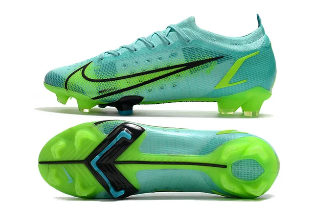 Nike Azul Verde Bajo Corte Upper Ajuste de Calcetín Superficie Firme Zapatos de Fútbol 2