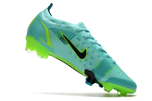 Nike Azul Verde Bajo Corte Upper Ajuste de Calcetín Superficie Firme Zapatos de Fútbol 3