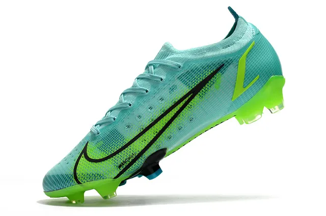 Nike Azul Verde Bajo Corte Upper Ajuste de Calcetín Superficie Firme Zapatos de Fútbol 4