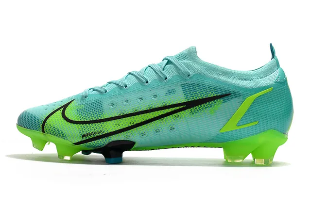 Nike Azul Verde Bajo Corte Upper Ajuste de Calcetín Superficie Firme Zapatos de Fútbol 5