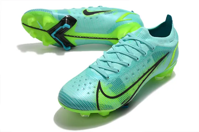 Nike Azul Verde Bajo Corte Upper Ajuste de Calcetín Superficie Firme Zapatos de Fútbol 6