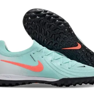 Nike Zapatos de fútbol azul y naranja con upper de knit y suela turf