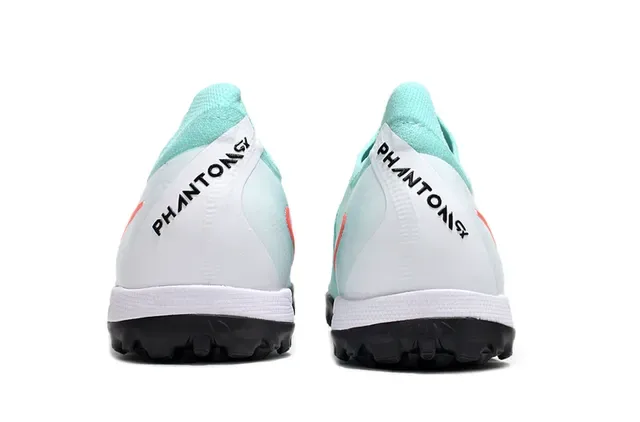 Chaussures de football Nike bleu et orange avec upper en knit et semelle turf 4