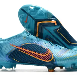 Nike Blue Orange Low-Cut Mesh-and-Synthetic Overlay Firm-Ground Soccer Shoes