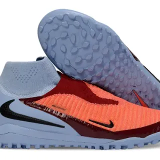 Nike Azul Laranja Ajuste Meia Colar Tricotado Assimétrico Sintético Jaula Césped Sapatos de Futebol