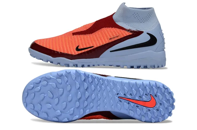 Nike Blue Orange Sock-Fit Knit Collar Asymmetric Synthetic Cage Turf Soccer Shoes 6