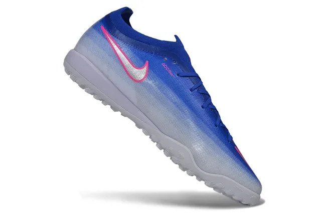 Nike Zapatillas de fútbol turf con empeine de punto degradado azul rosa y cuello bajo estilo calcetín 2