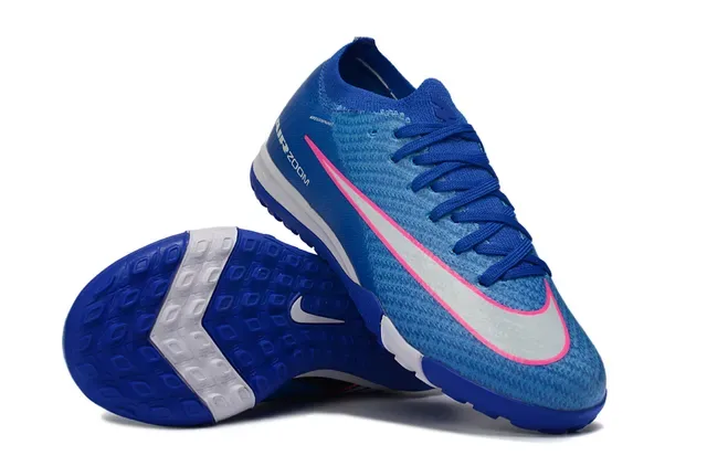 Nike Air Zoom Cushioning Turf Soccer Shoes Upper Knit Bleu et Rose 2