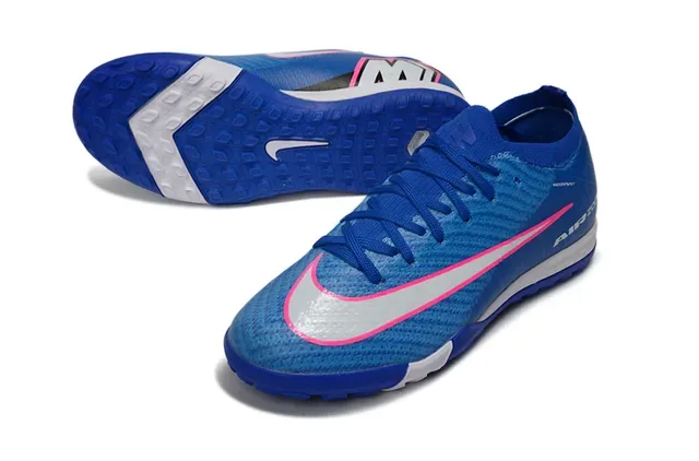 Nike Air Zoom Cushioning Turf Soccer Shoes Upper Knit Bleu et Rose 3