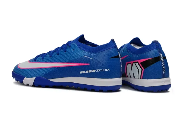 Nike Air Zoom Cushioning Turf Soccer Shoes Upper Knit Bleu et Rose 4