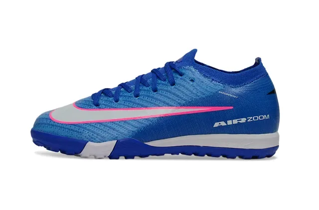 Nike Air Zoom Cushioning Turf Soccer Shoes Upper Knit Bleu et Rose 6