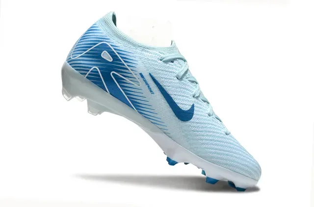 Nike Blue White Knit Upper Low-Cut Firm-Ground Soccer Shoes 2