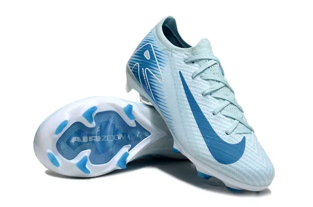 Nike Blue White Knit Upper Low-Cut Firm-Ground Soccer Shoes 4