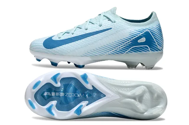 Nike Blue White Knit Upper Low-Cut Firm-Ground Soccer Shoes 6