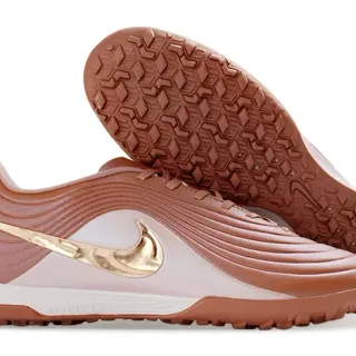 Nike Marrom Dourado Low-Cut Superior Sintético Revestimentos Texturizados com Onda para Sapatos de Futebol de Grama Artificial
