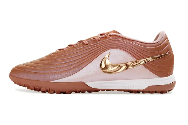 Nike Marrom Dourado Low-Cut Superior Sintético Revestimentos Texturizados com Onda para Sapatos de Futebol de Grama Artificial 3