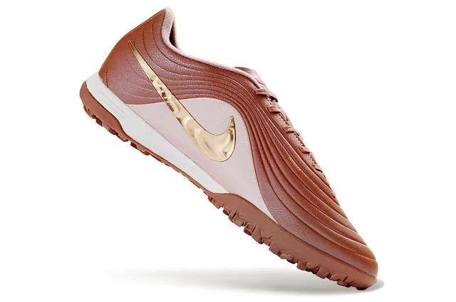 Nike Marrom Dourado Low-Cut Superior Sintético Revestimentos Texturizados com Onda para Sapatos de Futebol de Grama Artificial 4