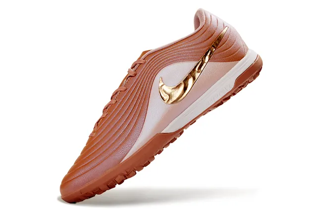 Nike Marrom Dourado Low-Cut Superior Sintético Revestimentos Texturizados com Onda para Sapatos de Futebol de Grama Artificial 5
