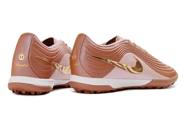 Nike Marrom Dourado Low-Cut Superior Sintético Revestimentos Texturizados com Onda para Sapatos de Futebol de Grama Artificial 7