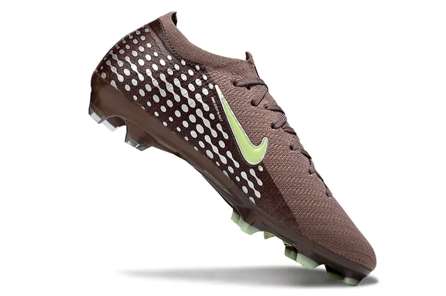 Nike Brown Green Knit Upper Wave-Dot Graphic Firm-Ground Soccer Shoes 2