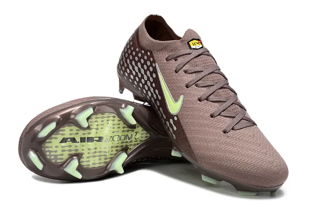Nike Brown Green Knit Upper Wave-Dot Graphic Firm-Ground Soccer Shoes 4