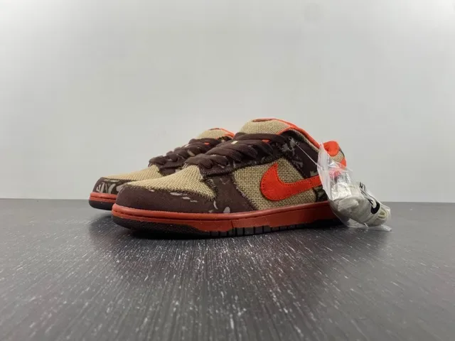 Nike Marron Orange Toile Camouflage Chaussures de Skateboard 2