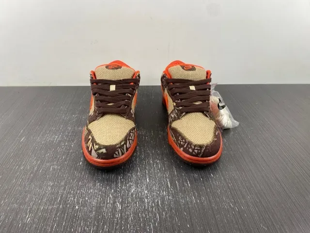 Nike Marron Orange Toile Camouflage Chaussures de Skateboard 3