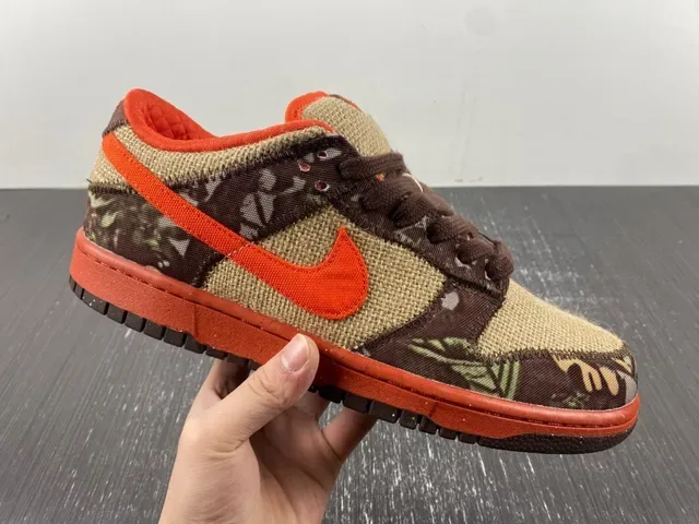Nike Marron Orange Toile Camouflage Chaussures de Skateboard 4
